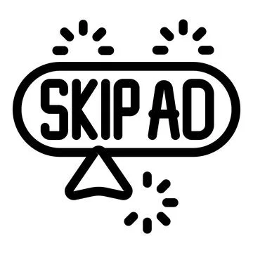 Skip ad button being clicked with cursor in rounded rectangle Stock Illustration
