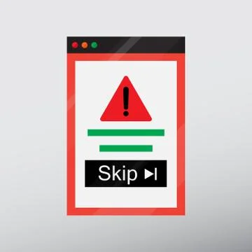 Skip ad button in the browser frame Stock Illustration