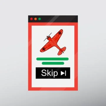 Skip ad button in the browser frame Stock Illustration