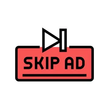 Skip ad button color icon vector illustration Stock Illustration