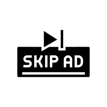 Skip ad button glyph icon vector illustration Stock Illustration