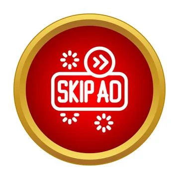 Skip ad button icon symbolizing digital advertisement blocking Illustrazione stock