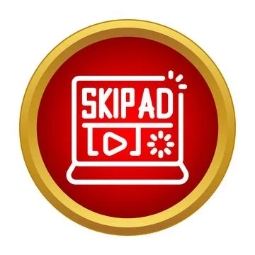 Skip ad button icon on video player interface 스톡 일러스트
