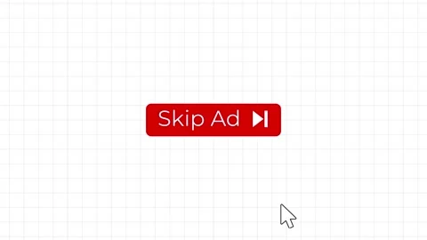 Skip Ad Button Interface Animation with Cursor Pointer. 4K Stock Footage 326768958