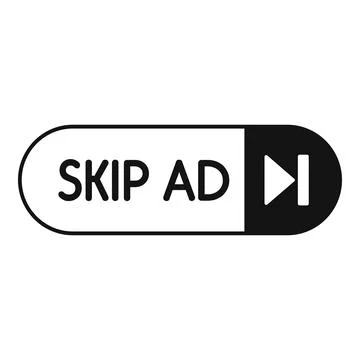 Skip ad button invites viewers to bypass commercials Stock Illustration