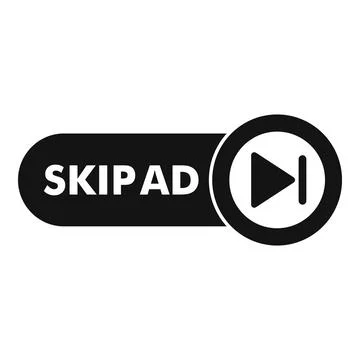 Skip ad button invites viewers to bypass commercials Stock Illustration
