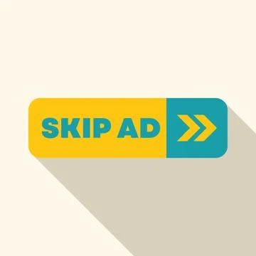 Skip ad button inviting user to avoid watching advertisement Stock Illustration
