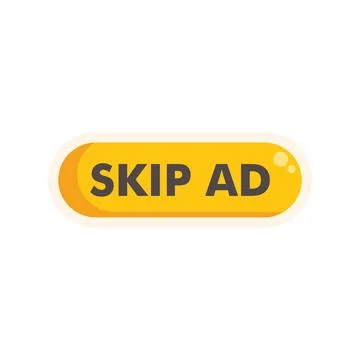 Skip ad button inviting user to avoid watching advertisement Stock Illustration