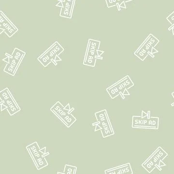 Skip ad button line seamless pattern Stock Illustration