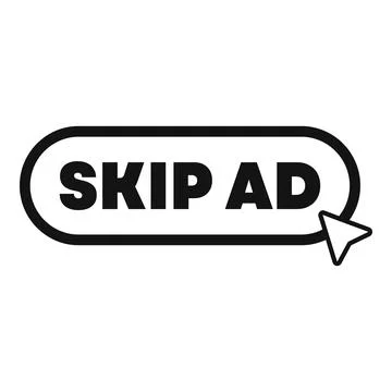 Skip ad button with mouse cursor pointing on website Stock Illustration