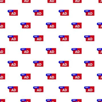 Skip ad button pattern on white background Stock Illustration