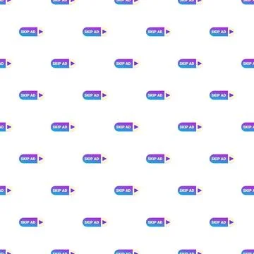 Skip ad button pattern on white background Illustrazione stock