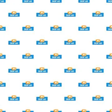 Skip ad button repeating pattern white background Stock Illustration