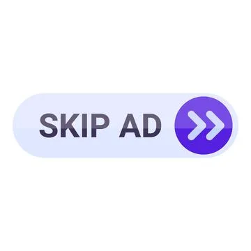 Skip ad button showing concept of avoiding videos Stock Illustration