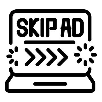 Skip ad button showing on laptop screen Stock Illustration