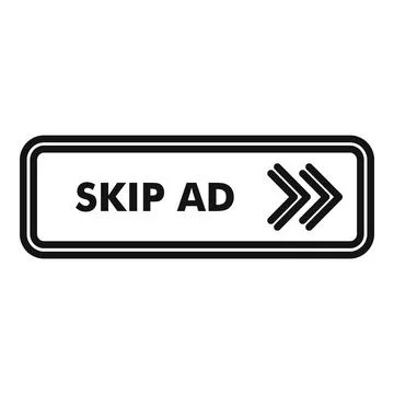 Skip ad button showing a rectangular online media control Stockillustratie