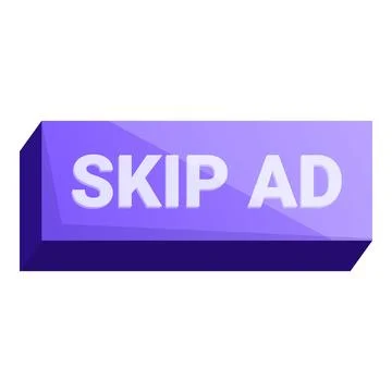 Skip ad button showing stop commercial advertisement Illustrazione stock