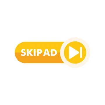 Skip ad button showing time passing and progressing forward Stock Illustration