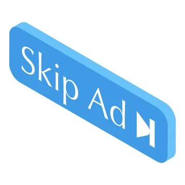 Skip ad button for skipping ads while watching video 스톡 일러스트