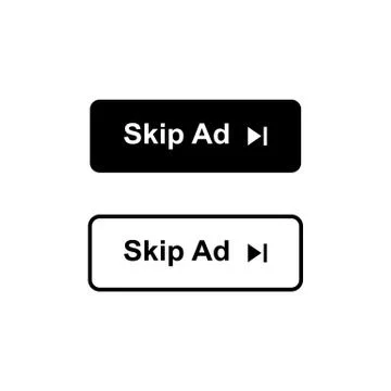 Skip ad button in two styles. Skip ad icon isolated. Vector EPS10 Stock Illustration