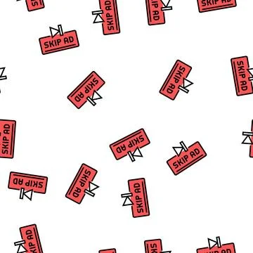 Skip ad button vector seamless pattern Stock Illustration