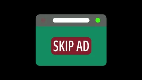Skip ad with red button animated on black background. Skip advertisement we.. Stock Footage 336881587
