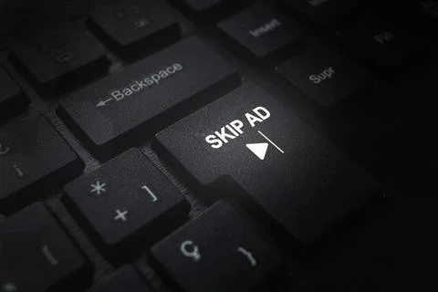 Skip AD on video. Stock Photos
