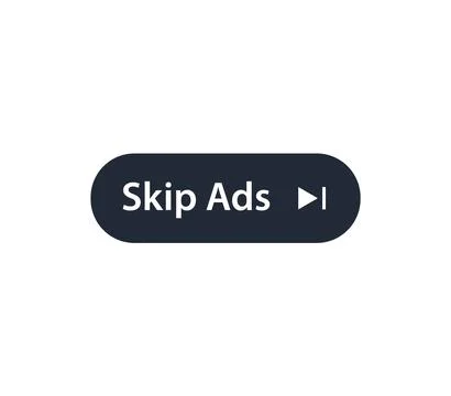 Skip ads button icon. Stop video ad logo symbol background. Online ad marketing Illustration