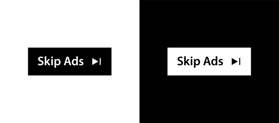 Skip ads button icon. Stop video ad logo symbol background. Online ad marketing Stock Illustration