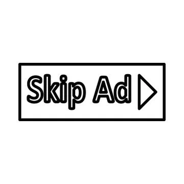 Skip ads video icon or logo illustration Stock Illustration
