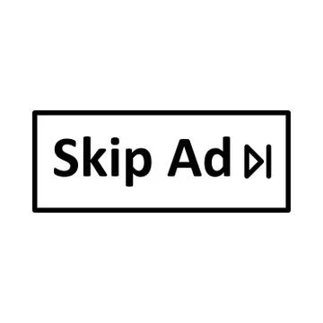 Skip ads video icon or logo illustration Stock Illustration