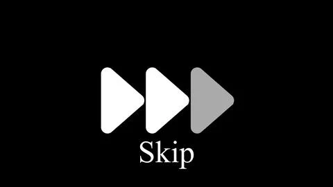 Skip button with forward arrows on black background Stock Illustration