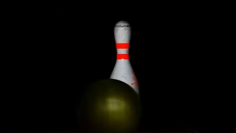 Skip the demolition of bowling pins Stock Footage 100845959