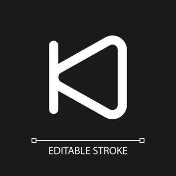 Skip previous button pixel perfect white linear ui icon for dark theme Stockillustratie