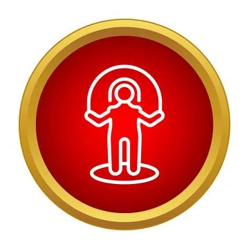 Skipping rope exercise icon on red button Stock Illustration