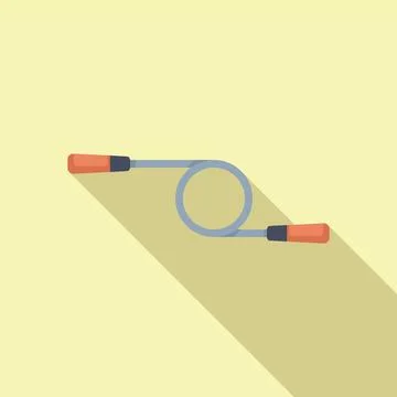 Skipping rope lying on yellow background with long shadow 库存插图