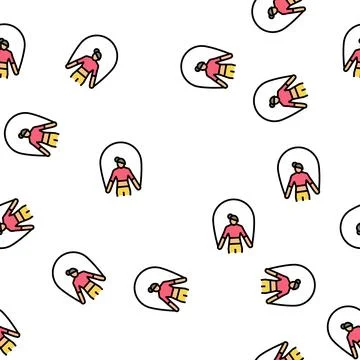 Skipping rope training athlete vector seamless pattern Illustrazione stock