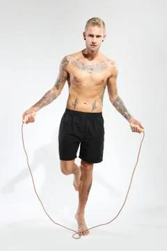 Skipping rope, training, warm-up  Stock Photos