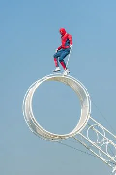 Skipping spider-man Stock Photos