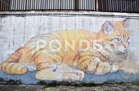 Skippy, the Giant Cat street art Stock Photos