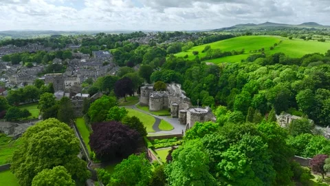 Skipton Castle from a drone, North Yorkshire, England Stockbeeldmateriaal 277776313