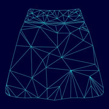 Skirt low poly triangulation triangulated polygonal electric cyan blue vibran Stock Illustration