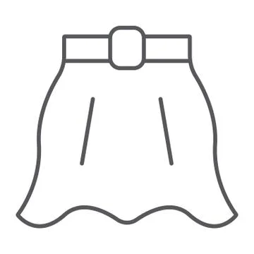 Skirt thin line icon, clothes and female, flared skirt sign, vector graphics, a Stock Illustration