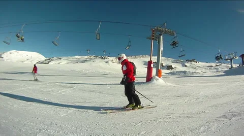 Skirunner from the side Stock Footage 1050392