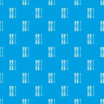 Skis and ski poles pattern seamless blue Illustrazione stock