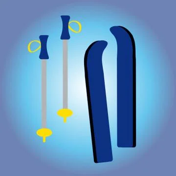 Skis on blue background Stock Illustration