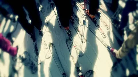 Skis in snow Stock Footage 10850934