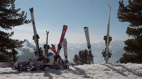 Ski's in the snow Stock Footage 183362946