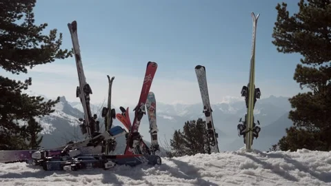 Ski's in the snow Stock Footage 183363002