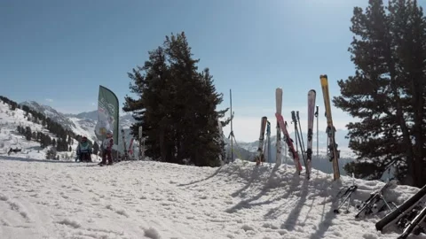 Ski's in the snow Stock Footage 183363047